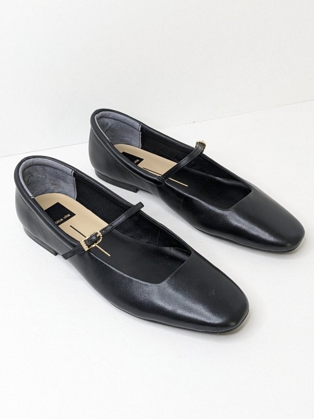 Dolce Vita Aileen Mary Jane Flats Black Leather Womens 7.5